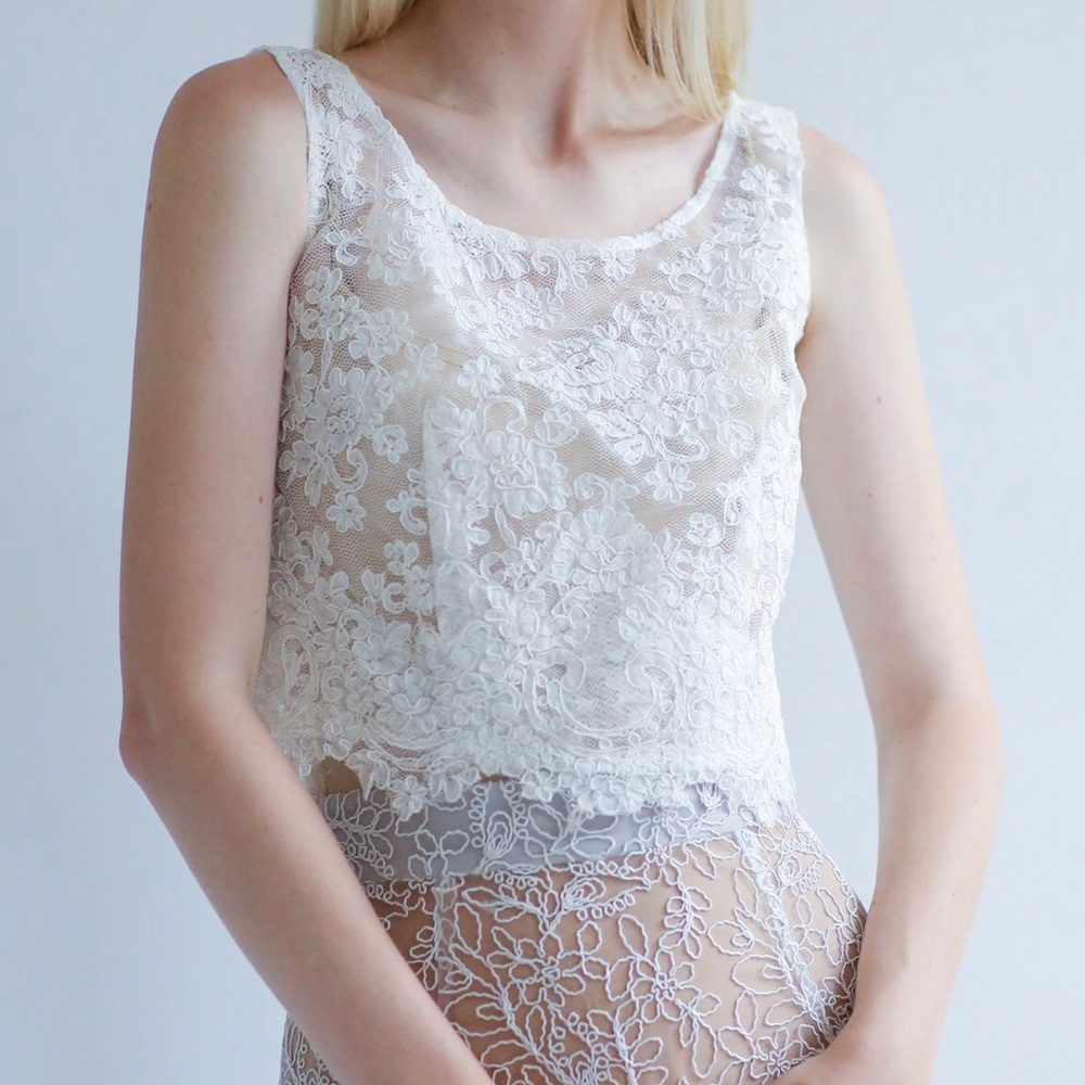 Leanne Marshall Clémentine ivory lace bridal top